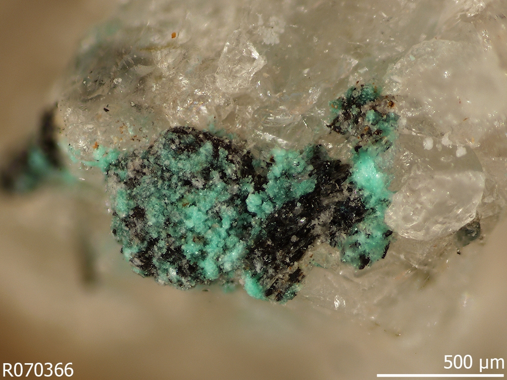 Chalconatronite [Na2Cu(CO3)2·3H2O], discovered in Mont Saint-Hilaire, Quebec, Canada. (RRUFF)